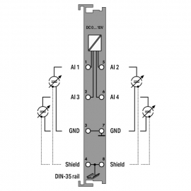 WAGO | 750-468/040-000 | 4-CHANNEL ANALOG INPUT; 0 ... 10 VD