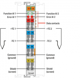 WAGO | 750-469 | 2-CHANNEL ANALOG INPUT; THERMOCOUPLE K; DIA