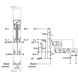 WAGO | 750-470 | 2-CHANNEL ANALOG INPUT; 0 … 20 MA; SINGLE-E