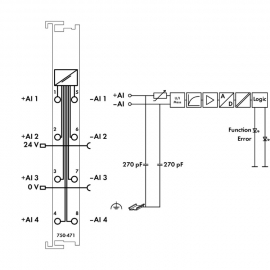 WAGO | 750-471 | 4-CHANNEL ANALOG INPUT; VOLTAGE/CURRENT; DI