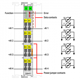 WAGO | 750-471 | 4-CHANNEL ANALOG INPUT; VOLTAGE/CURRENT; DI