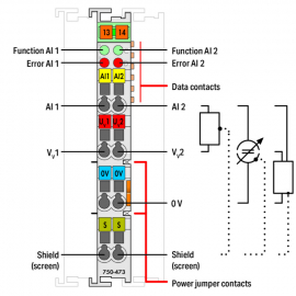 WAGO | 750-473 | 2-CHANNEL ANALOG INPUT; 4 … 20 MA; SINGLE-E