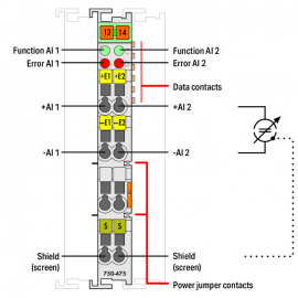 WAGO | 750-475 | 2-CHANNEL ANALOG INPUT; 0 … 1 A AC/DC; DIFF