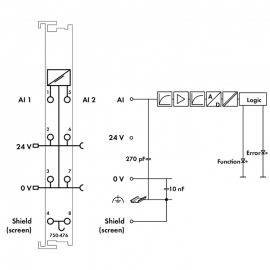 WAGO | 750-476/000-200 | 2-CHANNEL ANALOG INPUT; ±10 VDC; SI