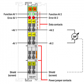 WAGO | 750-477 | 2-CHANNEL ANALOG INPUT; 0 ... 10 VDC; DIFFE