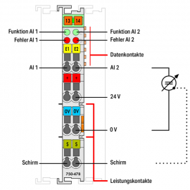 WAGO | 750-478 | 2-CHANNEL ANALOG INPUT; 0 ... 10 VDC; SINGL