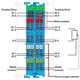 WAGO | 750-486 | 4-CHANNEL ANALOG INPUT; 0/4 … 20 MA; SINGLE