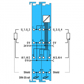 WAGO | 750-486 | 4-CHANNEL ANALOG INPUT; 0/4 … 20 MA; SINGLE