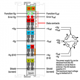 WAGO | 750-491 | 1-CHANNEL ANALOG INPUT; RESISTOR BRIDGES (S