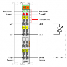 WAGO | 750-492 | 2-CHANNEL ANALOG INPUT; 4 … 20 MA; DIFFEREN