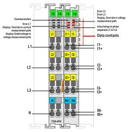 WAGO | 750-495 | 3-PHASE POWER MEASUREMENT; 690 VAC, 1 A; LI