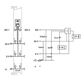 WAGO | 750-506 | 2-CHANNEL DIGITAL OUTPUT; 24 VDC; 0.5 A; DI