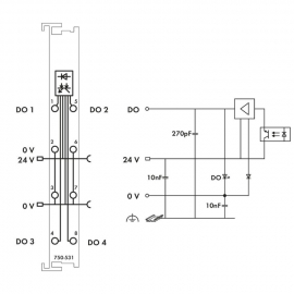 WAGO | 750-531 | 4-CHANNEL DIGITAL OUTPUT; 24 VDC; 0.5 A; 2-