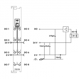 WAGO | 750-536 | 8-CHANNEL DIGITAL OUTPUT; 24 VDC; 0.5 A; LO