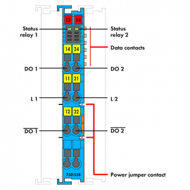 WAGO | 750-538 | 2-CHANNEL RELAY OUTPUT; POTENTIAL-FREE; 2 C