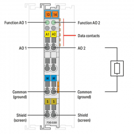 WAGO | 750-550 | 2-CHANNEL ANALOG OUTPUT; 0 ... 10 VDC; LIGH