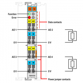 WAGO | 750-553 | 4-CHANNEL ANALOG OUTPUT; 0 … 20 MA; LIGHT G