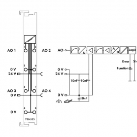 WAGO | 750-553 | 4-CHANNEL ANALOG OUTPUT; 0 … 20 MA; LIGHT G