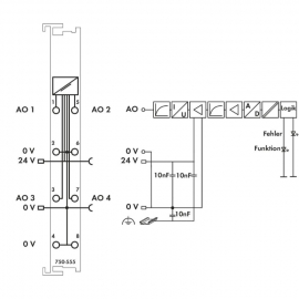 WAGO | 750-555 | 4-CHANNEL ANALOG OUTPUT; 4 … 20 MA; LIGHT G