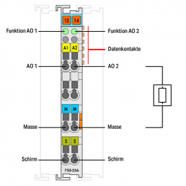 WAGO | 750-556 | 2-CHANNEL ANALOG OUTPUT; ±10 VDC; LIGHT GRA