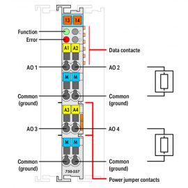 WAGO | 750-557 | 4-CHANNEL ANALOG OUTPUT; ±10 VDC; LIGHT GRA