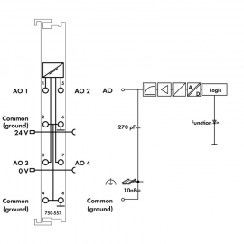 WAGO | 750-557 | 4-CHANNEL ANALOG OUTPUT; ±10 VDC; LIGHT GRA