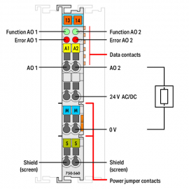 WAGO | 750-560 | 2-CHANNEL ANALOG OUTPUT; 0 ... 10 VDC; 10 B