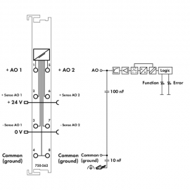 WAGO | 750-562 | 2-CHANNEL ANALOG OUTPUT; 0 … 10 V/±10 VDC;