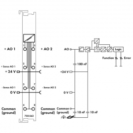 WAGO | 750-563 | 2-CHANNEL ANALOG OUTPUT; 0/4 … 20 MA; 16 BI