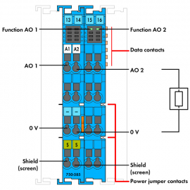 WAGO | 750-585 | 2-CHANNEL ANALOG OUTPUT; 0 … 20 MA; INTRINS