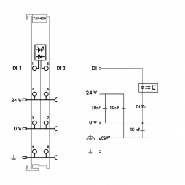 WAGO | 753-400 | 2-CHANNEL DIGITAL INPUT; 24 VDC; 3 MS; LIGH