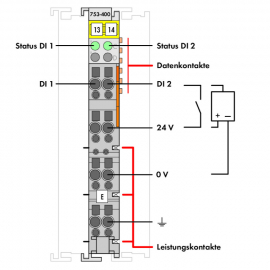 WAGO | 753-400 | 2-CHANNEL DIGITAL INPUT; 24 VDC; 3 MS; LIGH