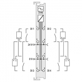 WAGO | 753-402 | 4-CHANNEL DIGITAL INPUT; 24 VDC; 3 MS