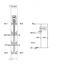 WAGO | 753-409 | 4-CHANNEL DIGITAL INPUT; 24 VDC; 0.2 MS; LO