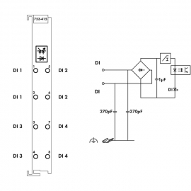 WAGO | 753-415 | 4-CHANNEL DIGITAL INPUT; 24 V AC/DC; 20 MS;