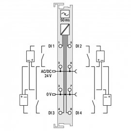 WAGO | 753-423 | 4-CHANNEL DIGITAL INPUT; 24 V AC/DC; 50 MS