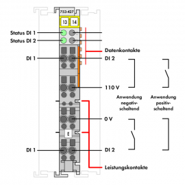 WAGO | 753-427 | 2-CHANNEL DIGITAL INPUT; 110 VDC