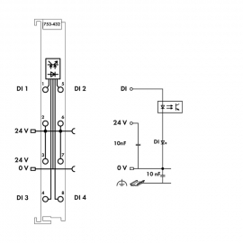 WAGO | 753-432 | 4-CHANNEL DIGITAL INPUT; 24 VDC; 3 MS; 2-CO