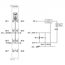 WAGO | 753-434 | 8-CHANNEL DIGITAL INPUT; 5/12 VDC; 0.2 MS;