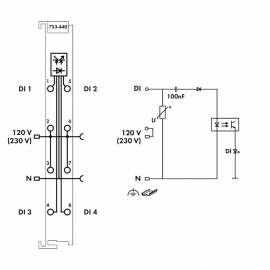 WAGO | 753-440 | 4-CHANNEL DIGITAL INPUT; 120/230 VAC; LIGHT