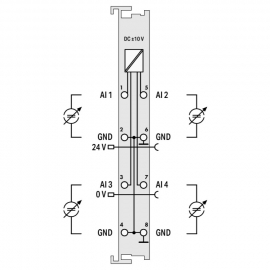 WAGO | 753-457 | 4-CHANNEL ANALOG INPUT; ±10 VDC; SINGLE-END