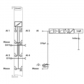 WAGO | 753-457 | 4-CHANNEL ANALOG INPUT; ±10 VDC; SINGLE-END