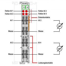 WAGO | 753-457 | 4-CHANNEL ANALOG INPUT; ±10 VDC; SINGLE-END