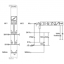 WAGO | 753-465 | 2-CHANNEL ANALOG INPUT; 0 … 20 MA; SINGLE-E