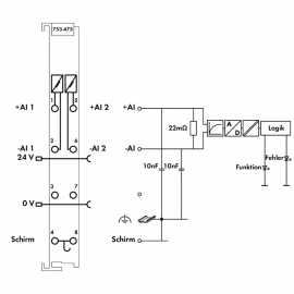 WAGO | 753-475 | 2-CHANNEL ANALOG INPUT; 0 … 1 A AC/DC; DIFF