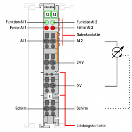 WAGO | 753-476 | 2-CHANNEL ANALOG INPUT; ±10 VDC; SINGLE-END