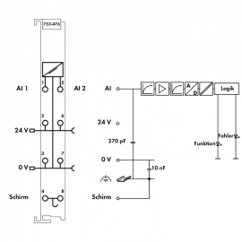 WAGO | 753-476 | 2-CHANNEL ANALOG INPUT; ±10 VDC; SINGLE-END