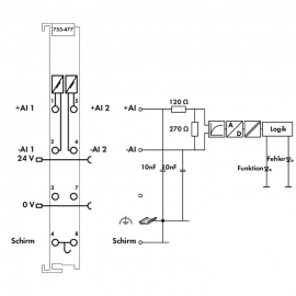 WAGO | 753-477 | 2-CHANNEL ANALOG INPUT; 0 … 10 V AC/DC; DIF