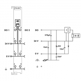 WAGO | 753-501 | 2-CHANNEL DIGITAL OUTPUT; 24 VDC; 0.5 A; LI