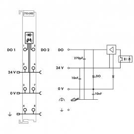 WAGO | 753-502 | 2-CHANNEL DIGITAL OUTPUT; 24 VDC; 2.0 A; LI